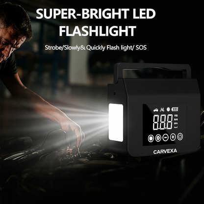 Carvexa - 4000A Portable Car Jump Starter with 150PSI Tire Inflator & 15000mAh Power Bank - Essential Emergency Tool with LED Light