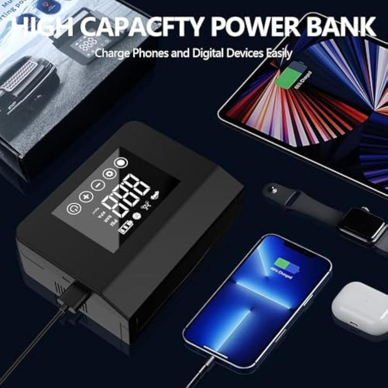 Hieha 4000A Portable Car Jump Starter with 150PSI Tire Inflator & 15000mAh Power Bank - Essential Emergency Tool with LED Light